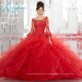 Crystal Cascading Ruffle à manches longues Robe de bal Quinceanera